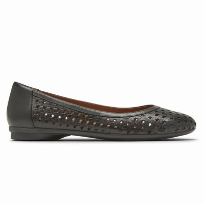 Flats Rockport Cobb Hill Maiika Woven Mulher Pretas PT-96504